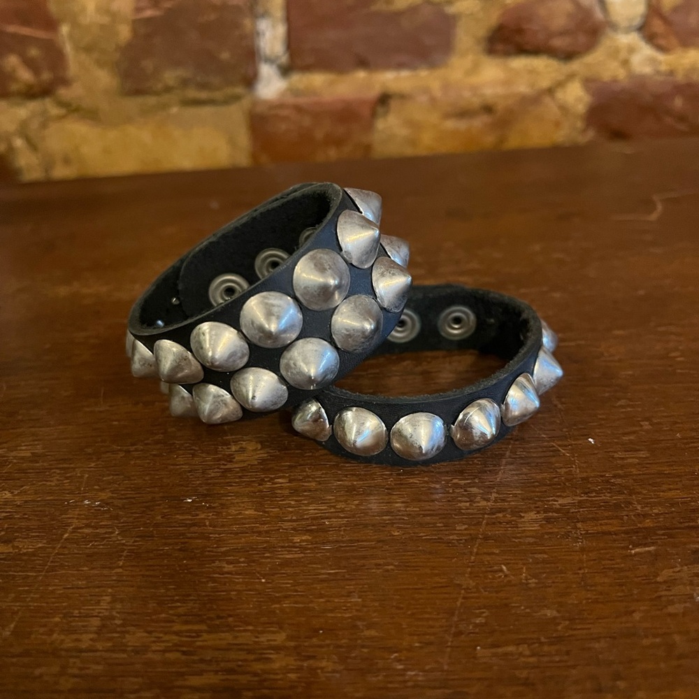 Black Leather Studded Bracelet